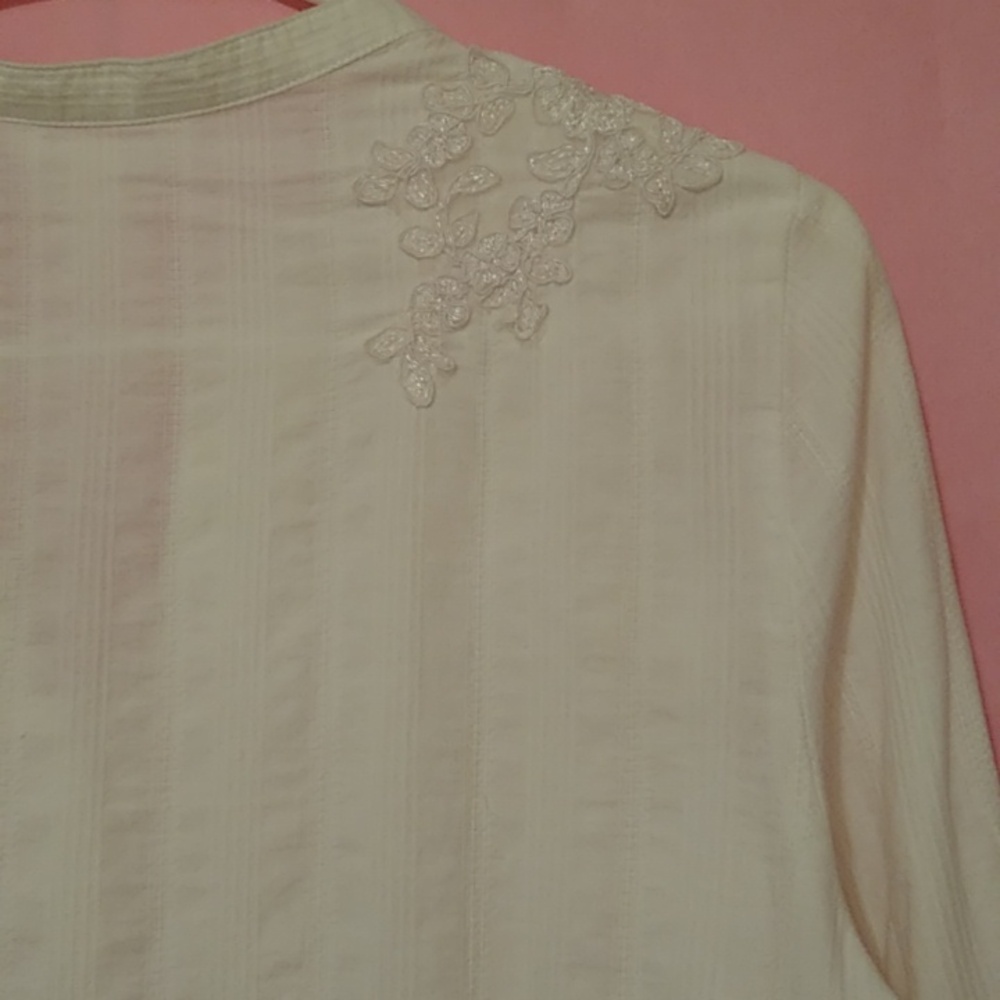 Krazy Kat 100% Cotton White Blouse Front Pintucks Appliques - Picture 9 of 15